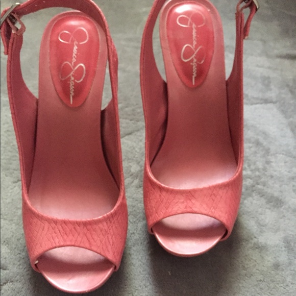 Jessica Simpson Wedge Peep Toe Sandals Size 7 - Picture 5 of 16